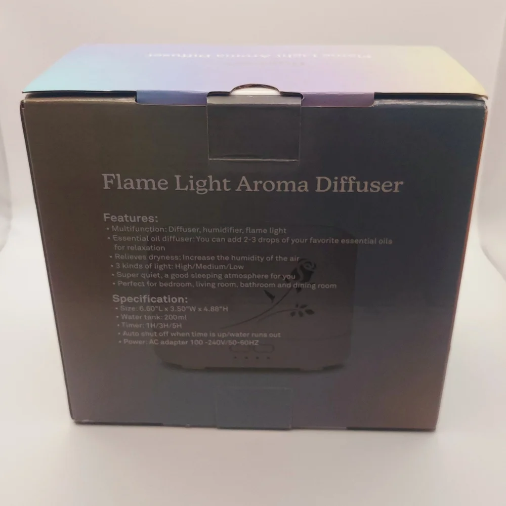 Flame Light Essential Oil Aroma Diffuser By Health Touch W/3 Colors & 3 Timers